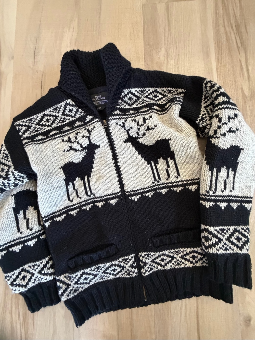 NWT Lost Horizons "Woodland Stag" Hand-Knit Wool Cardigan Sweater XS